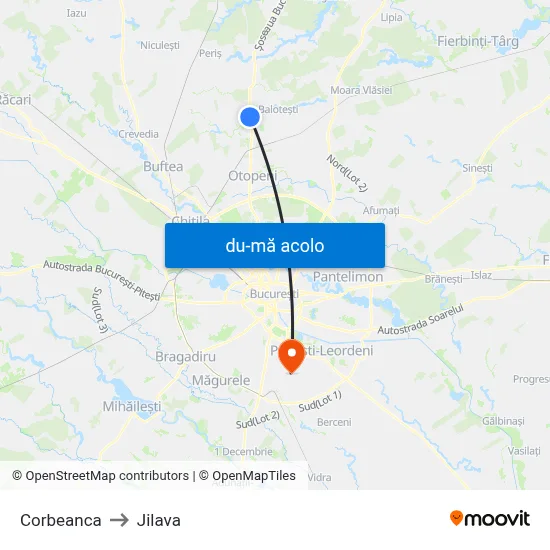 Harta de Corbeanca către Jilava