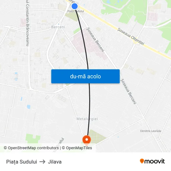Harta de Piața Sudului către Jilava