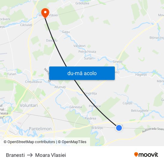 Harta de Branesti către Moara Vlasiei