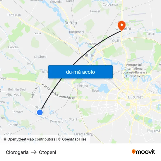 Harta de Ciorogarla către Otopeni