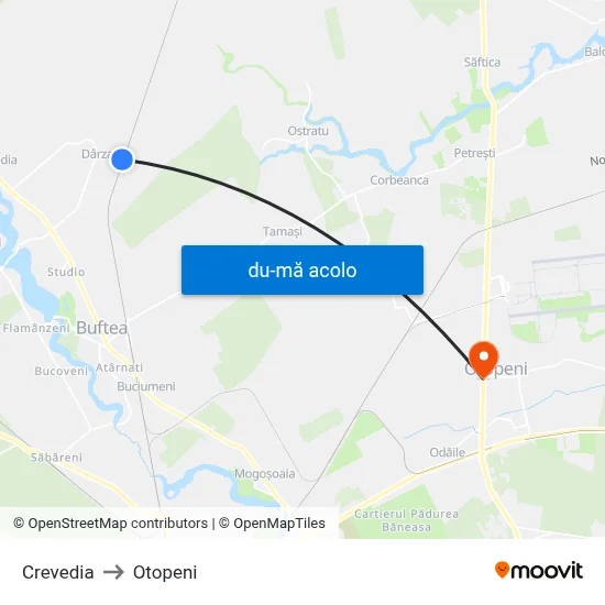 Harta de Crevedia către Otopeni