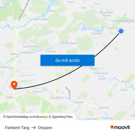 Harta de Fierbinti-Targ către Otopeni
