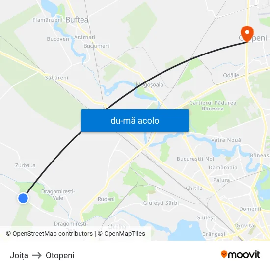 Harta de Joița către Otopeni