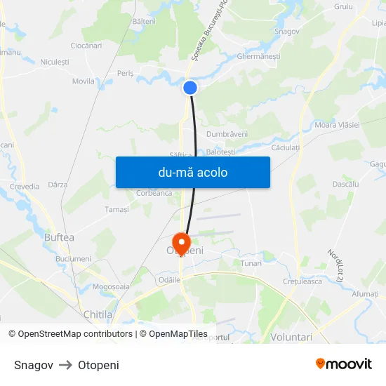 Harta de Snagov către Otopeni