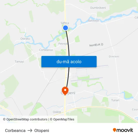 Harta de Corbeanca către Otopeni