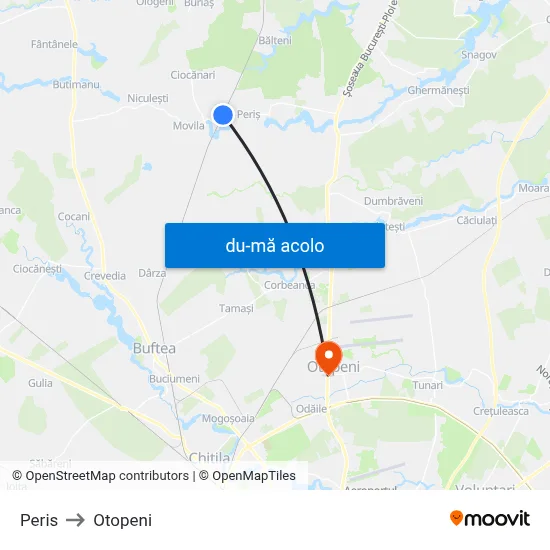 Harta de Peris către Otopeni