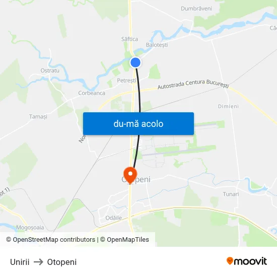 Harta de Unirii către Otopeni