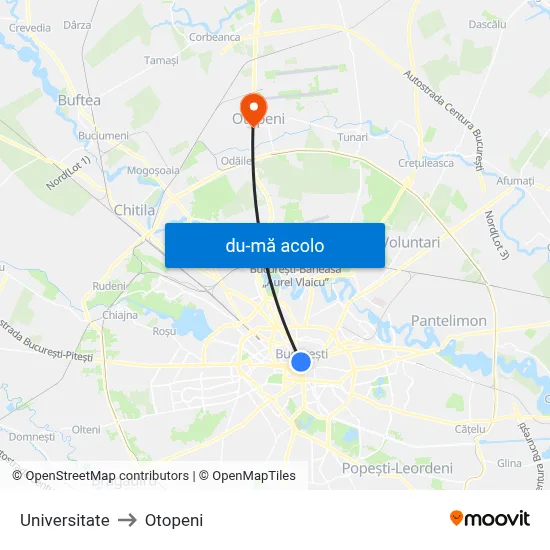 Harta de Universitate către Otopeni