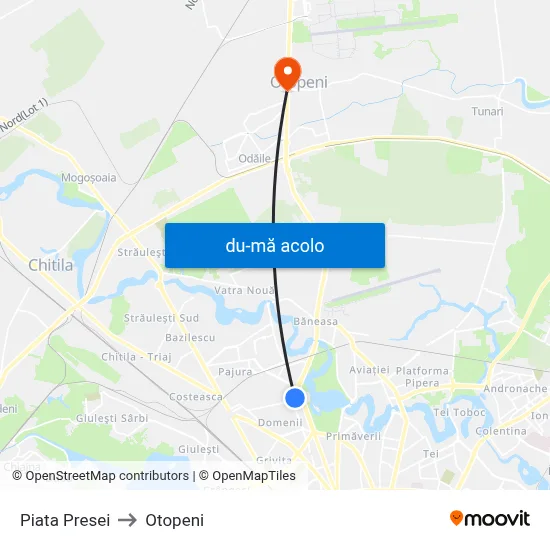 Harta de Piata Presei către Otopeni