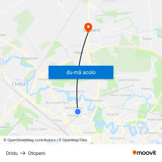 Harta de Dridu către Otopeni