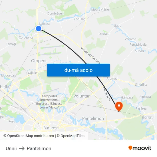 Harta de Unirii către Pantelimon