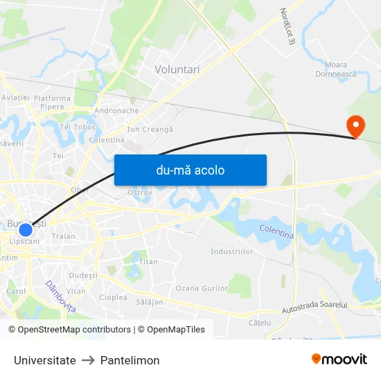 Harta de Universitate către Pantelimon
