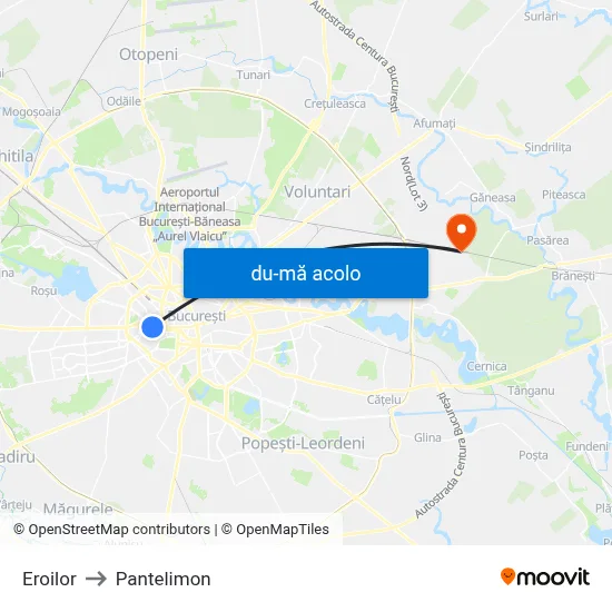 Harta de Eroilor către Pantelimon