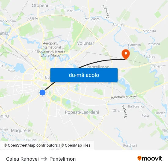 Harta de Calea Rahovei către Pantelimon