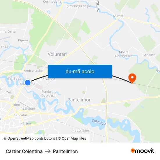 Harta de Cartier Colentina către Pantelimon