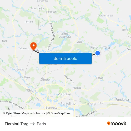 Harta de Fierbinti-Targ către Peris