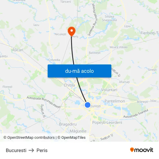 Harta de Bucuresti către Peris