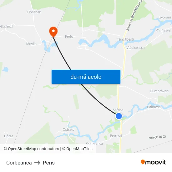 Harta de Corbeanca către Peris