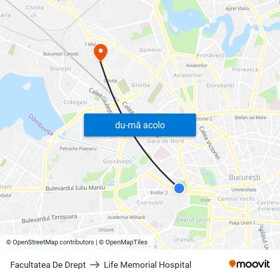 Harta de Facultatea De Drept către Life Memorial Hospital