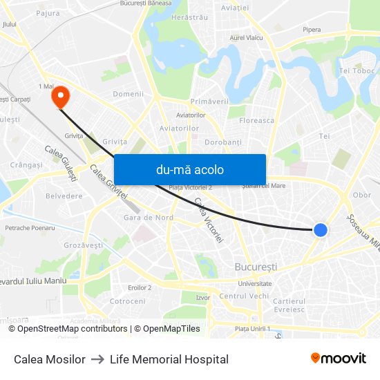 Harta de Calea Mosilor către Life Memorial Hospital