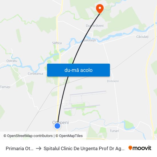 Harta de Primaria Otopeni către Spitalul Clinic De Urgenta Prof Dr Agrippa Ionescu