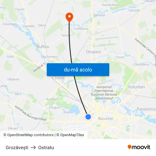 Harta de Grozăvești către Ostratu