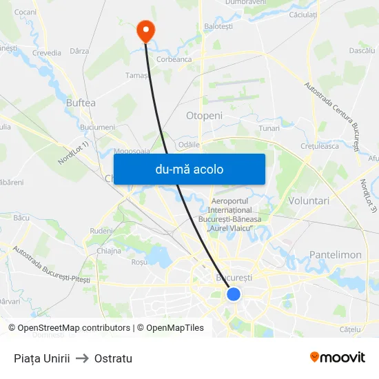 Harta de Piața Unirii către Ostratu