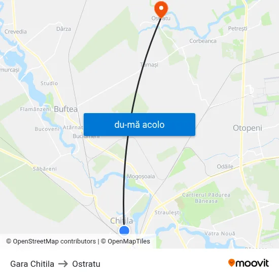 Harta de Gara Chitila către Ostratu