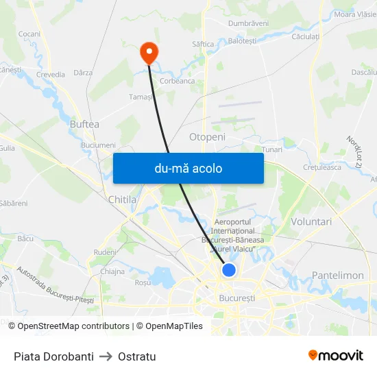 Harta de Piata Dorobanti către Ostratu