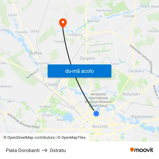 Harta de Piata Dorobanti către Ostratu