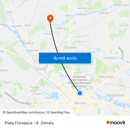 Harta de Piata Floreasca către Ostratu