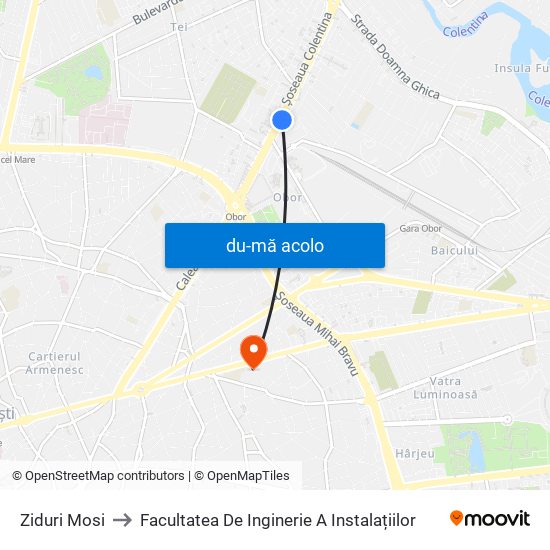 Harta de Ziduri Mosi către Facultatea De Inginerie A Instalațiilor