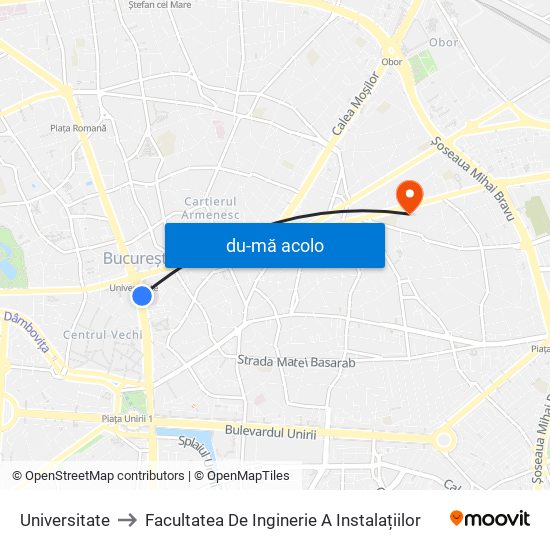 Harta de Universitate către Facultatea De Inginerie A Instalațiilor