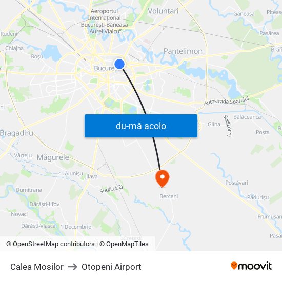 Harta de Calea Mosilor către Otopeni Airport