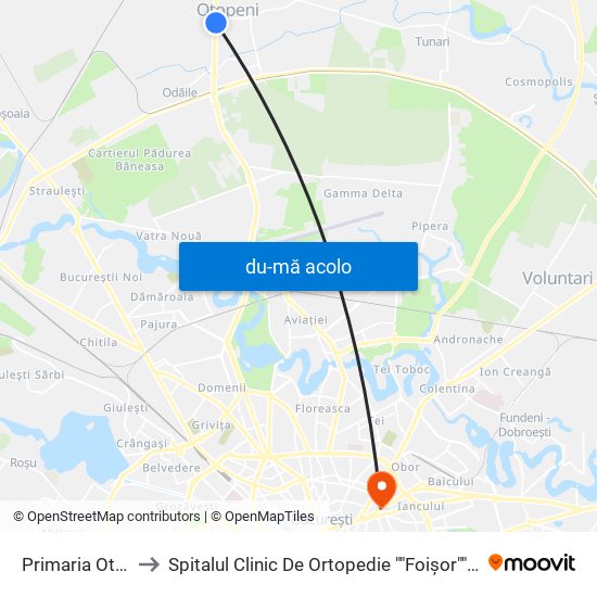 Harta de Primaria Otopeni către Spitalul Clinic De Ortopedie ""Foișor"" - Ambulator