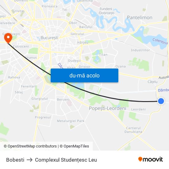 Harta de Bobesti către Complexul Studențesc Leu