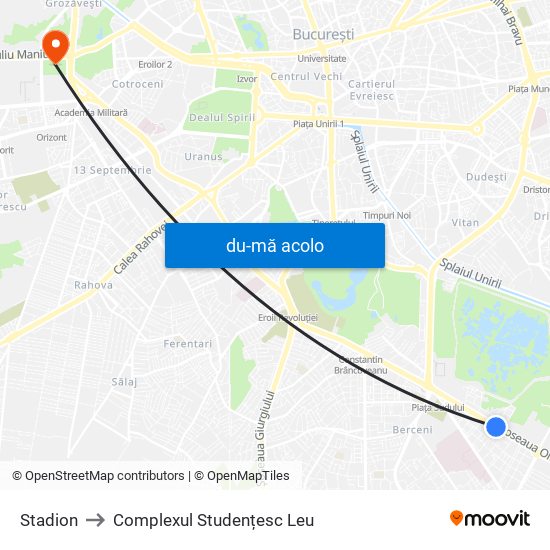 Harta de Stadion către Complexul Studențesc Leu