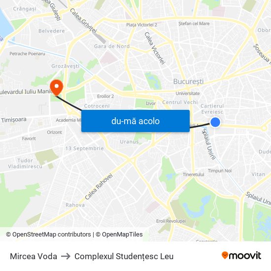 Harta de Mircea Voda către Complexul Studențesc Leu