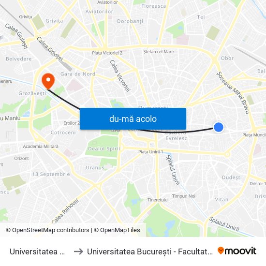 Harta de Universitatea Hyperion către Universitatea București - Facultatea De Filosofie