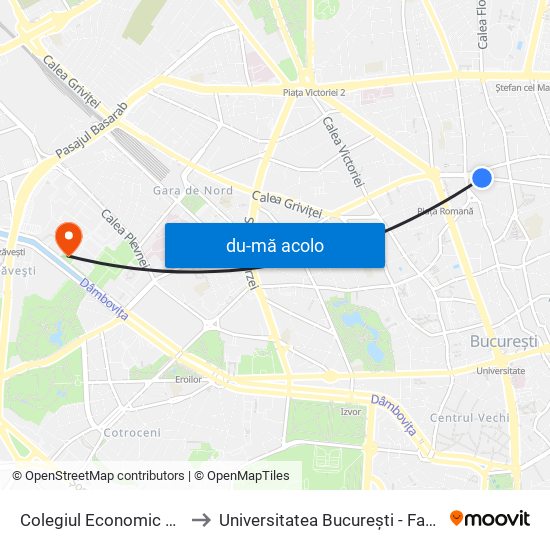 Harta de Colegiul Economic Virgil Madgearu către Universitatea București - Facultatea De Filosofie