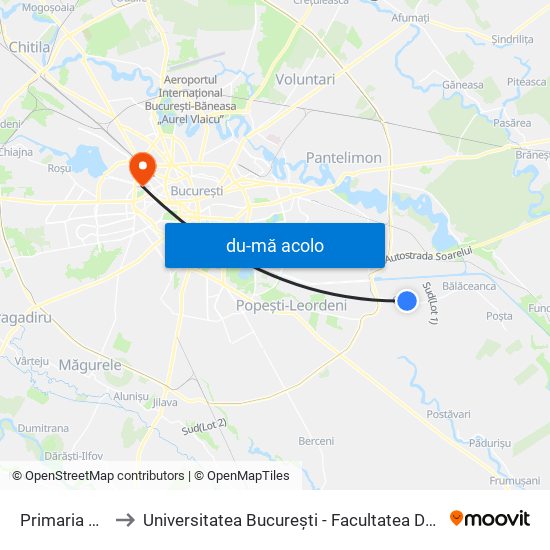 Harta de Primaria Glina către Universitatea București - Facultatea De Filosofie