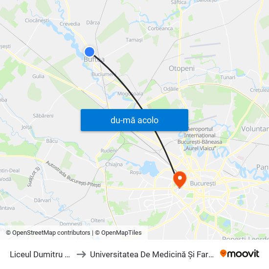 Harta de Liceul Dumitru Dumitrescu către Universitatea De Medicină Și Farmacie ""Carol Davila""