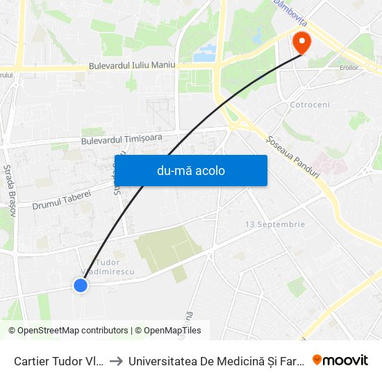 Harta de Cartier Tudor Vladimirescu către Universitatea De Medicină Și Farmacie ""Carol Davila""