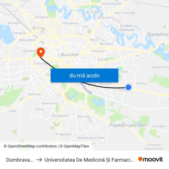 Harta de Dumbrava Noua către Universitatea De Medicină Și Farmacie ""Carol Davila""
