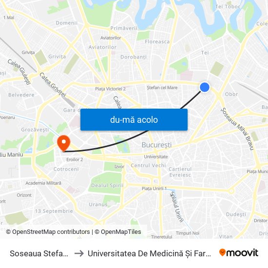 Harta de Soseaua Stefan Cel Mare către Universitatea De Medicină Și Farmacie ""Carol Davila""