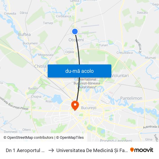 Harta de Dn 1 Aeroportul Henri Coanda către Universitatea De Medicină Și Farmacie ""Carol Davila""