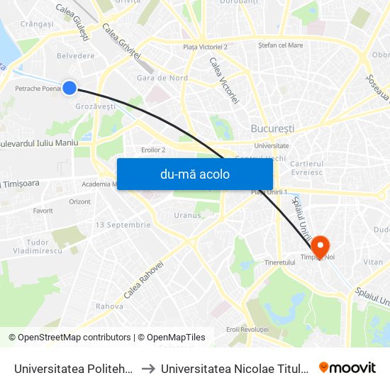 Harta de Universitatea Politehnica către Universitatea Nicolae Titulescu