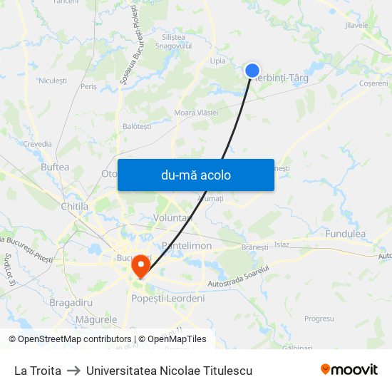 Harta de La Troita către Universitatea Nicolae Titulescu