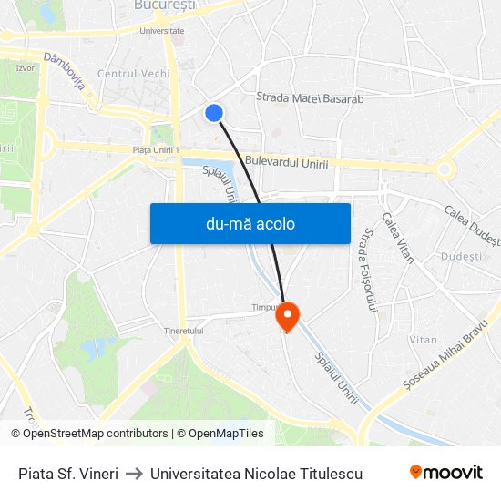 Harta de Piata Sf. Vineri către Universitatea Nicolae Titulescu