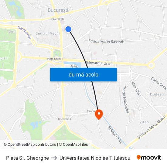 Harta de Piata Sf. Gheorghe către Universitatea Nicolae Titulescu